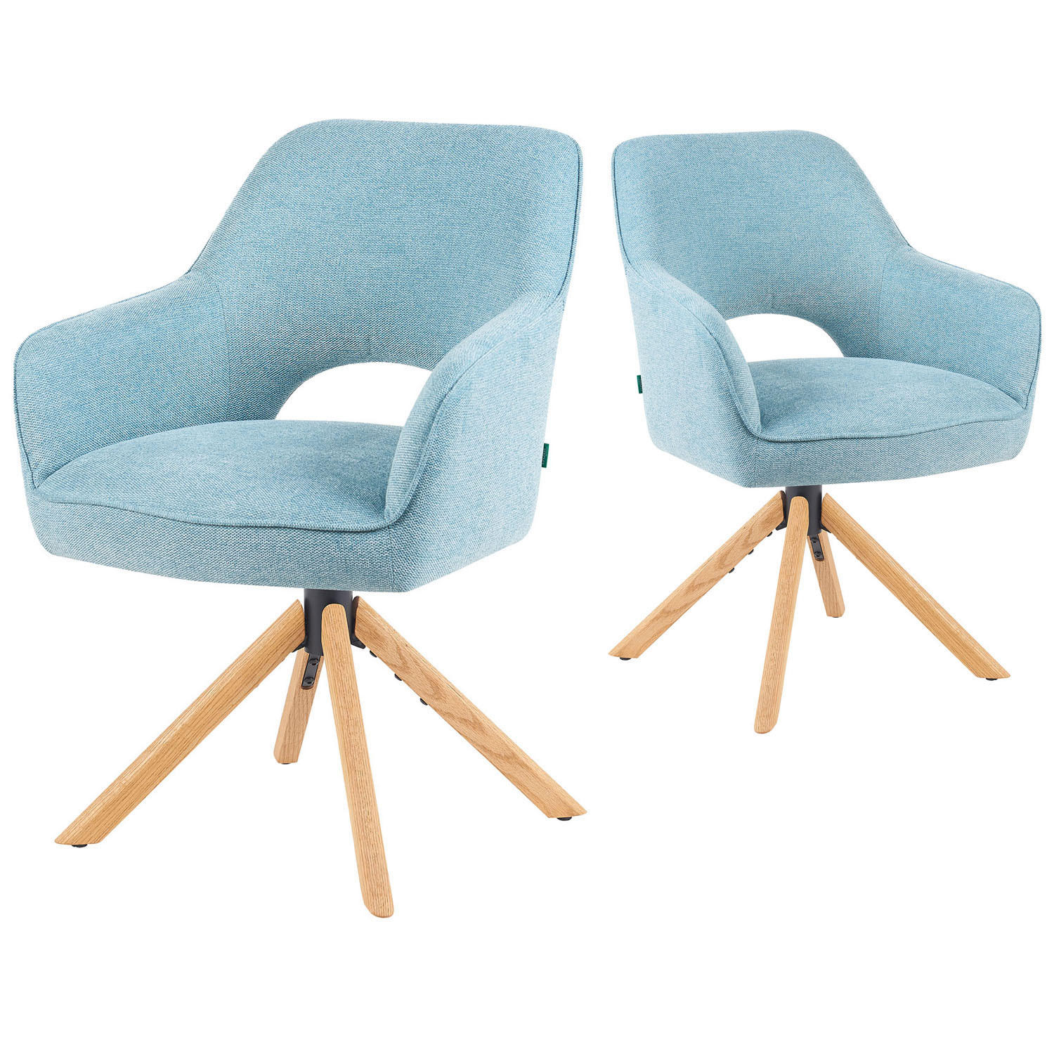 DREHSTUHL Mika-Lara - Honigeiche/Hellblau, Eichenholz/Holz (60/87/65cm) - DUBI Möbel