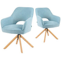 DREHSTUHL Mika-Lara - Honigeiche/Hellblau, Eichenholz/Holz (60/87/65cm) - DUBI Möbel