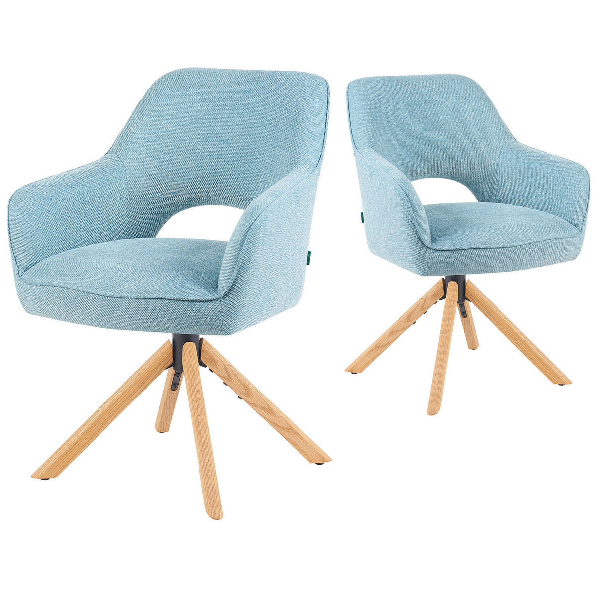 DREHSTUHL Mika-Lara - Honigeiche/Hellblau, Eichenholz/Holz (60/87/65cm) - DUBI Möbel