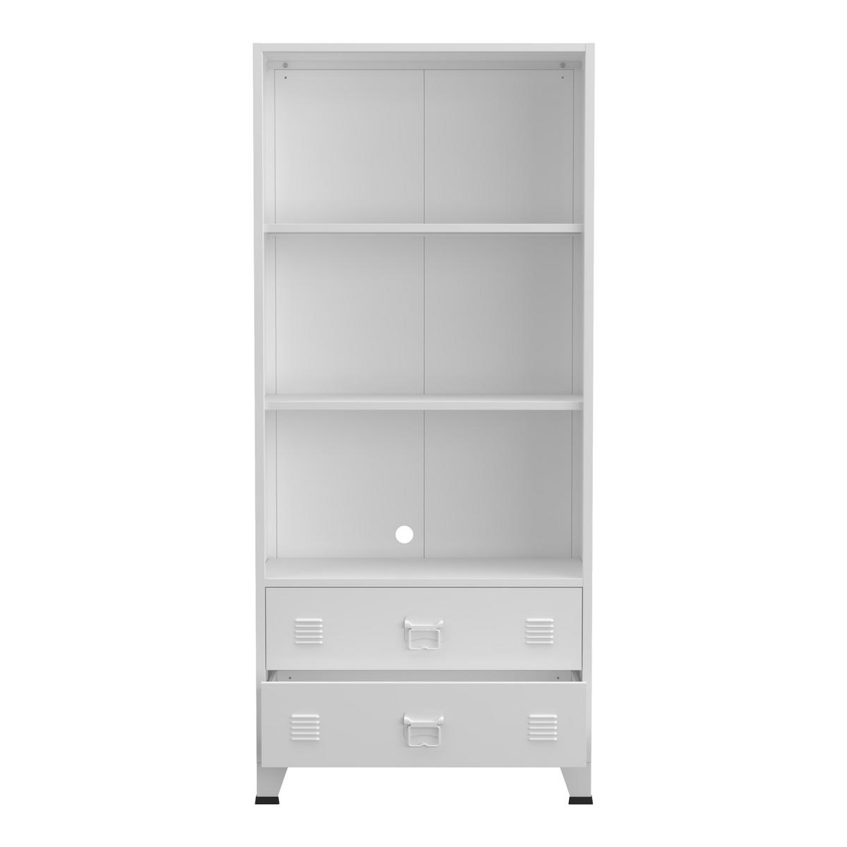 BÜCHERREGAL Hammarland - Weiß, Metall (80/180/40cm) - [en.casa]