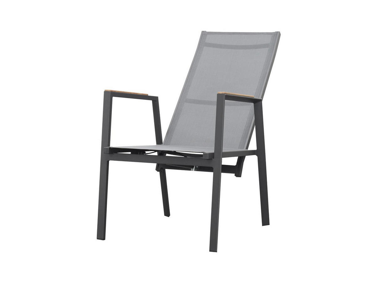 GARTEN-STAPELSTUHL Newport 2er-Set Anthrazit Aluminium Hochlehner verstellbare Lehne - Grau, Kunststoff (80/175/120cm) - bellavista - Home & Garden