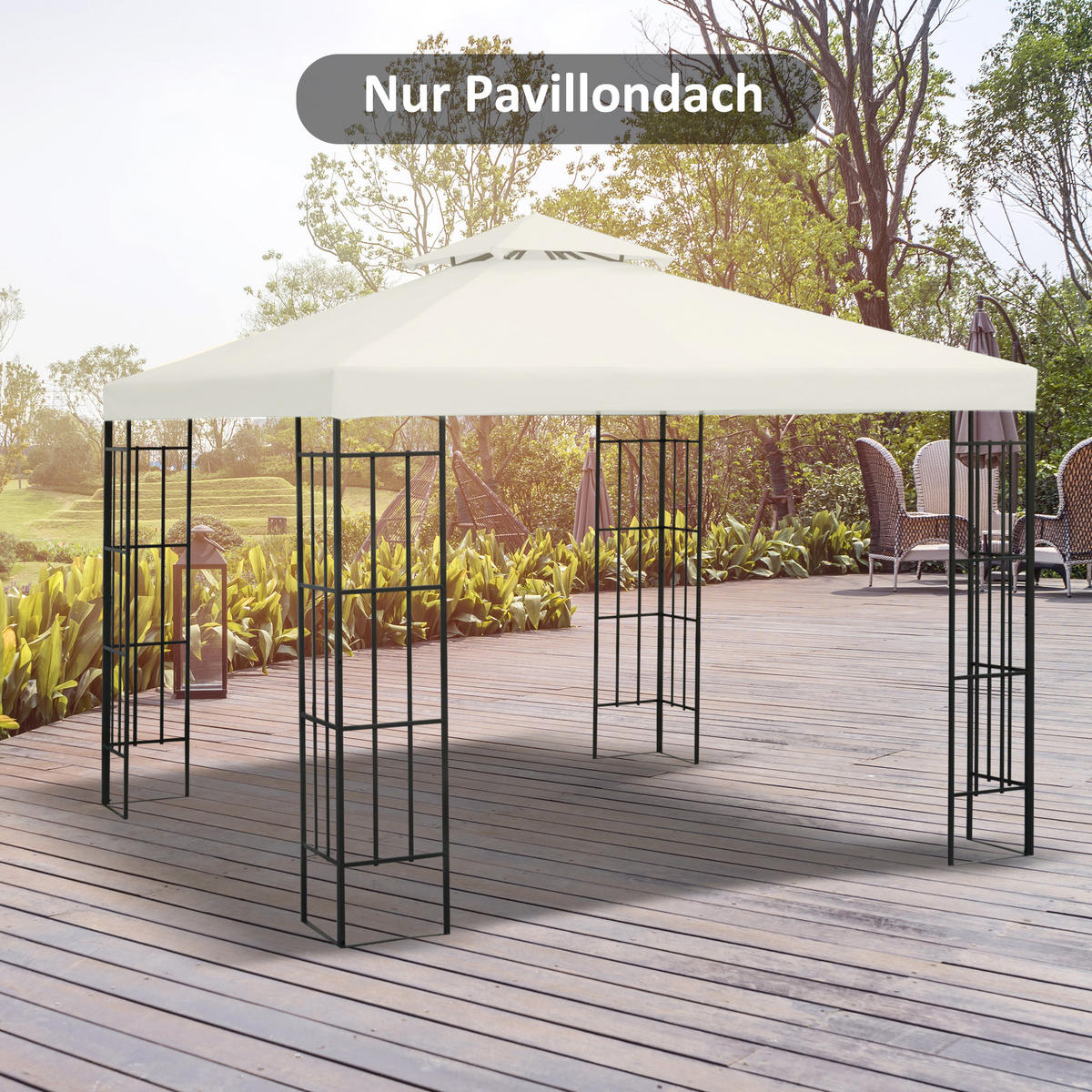 ERSATZDACH, Polyester, Cremeweiß - Weiß, Kunststoff (300/18/300cm) - Outsunny