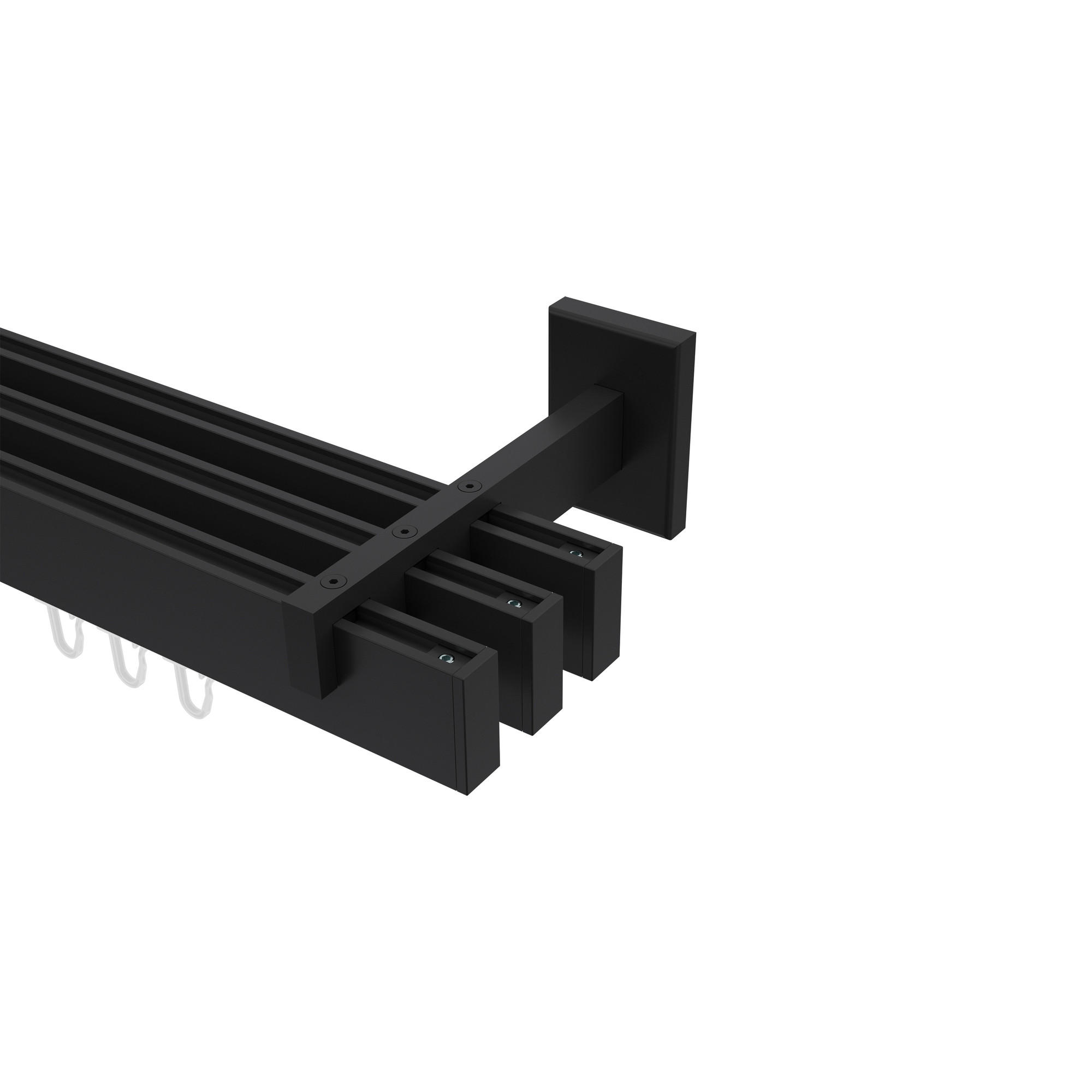 INNENLAUF-GARDINENSTANGEN-SET Smartline Paxo 140 cm, 3-läufig, 14x35 mm Schwarz - Schwarz, Metall (140cm) - INTERDECO