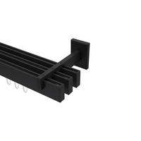 INNENLAUF-GARDINENSTANGEN-SET Smartline Paxo 140 cm, 3-läufig, 14x35 mm Schwarz - Schwarz, Metall (140cm) - INTERDECO