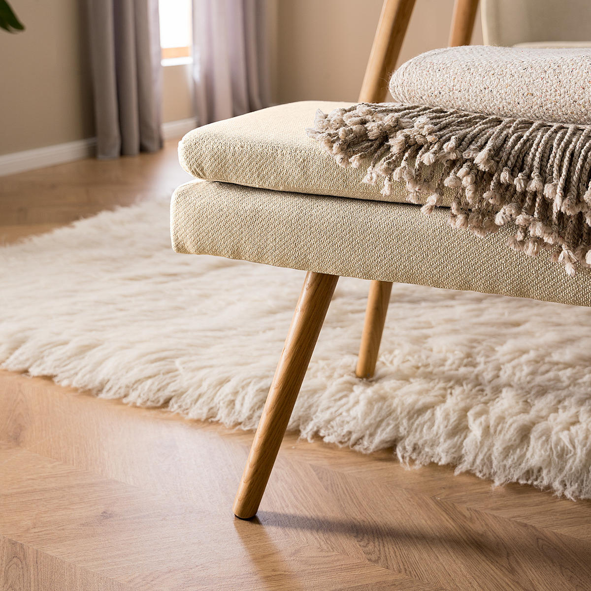 SITZBANK - Eichefarben/Beige, Eichenholz/Holz (140/48/41cm) - home24