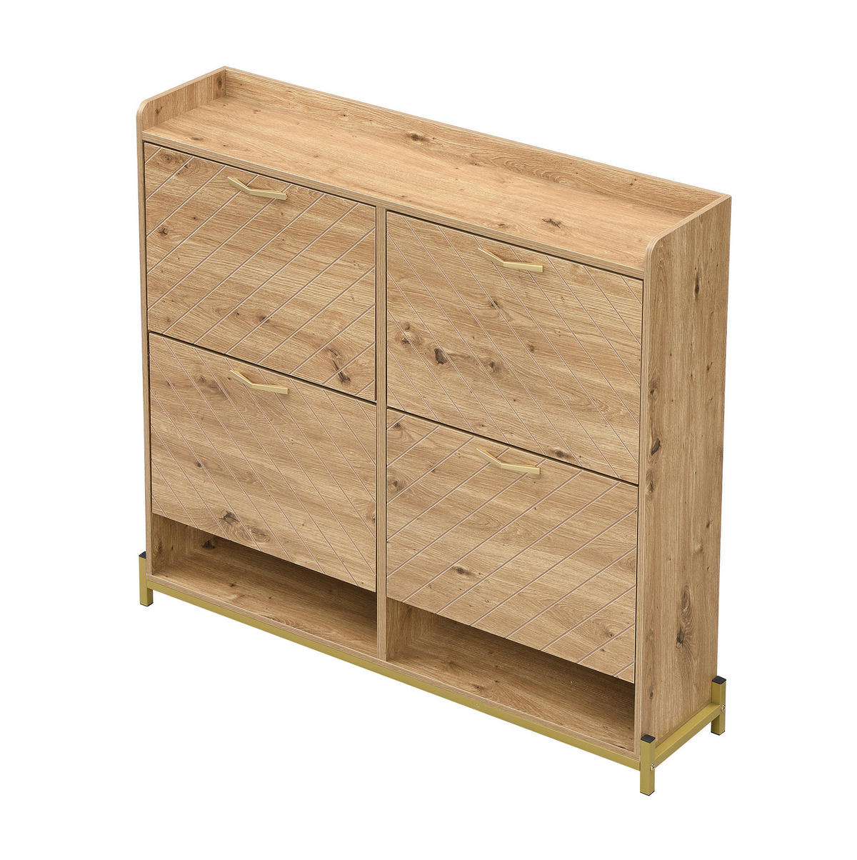 SCHUHSCHRANK 108,5/24/100 cm Holzfarbe aus MDF mit 4 Klappen - Naturfarben, Holzwerkstoff (108.5/100/24cm) - OKWISH