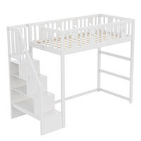 HOCHBETT 90/200 cm DE-01418, in Weiß, mit Treppe und Sicherheitsgeländer - Weiß, Holz (90/200cm) - ComfortXL