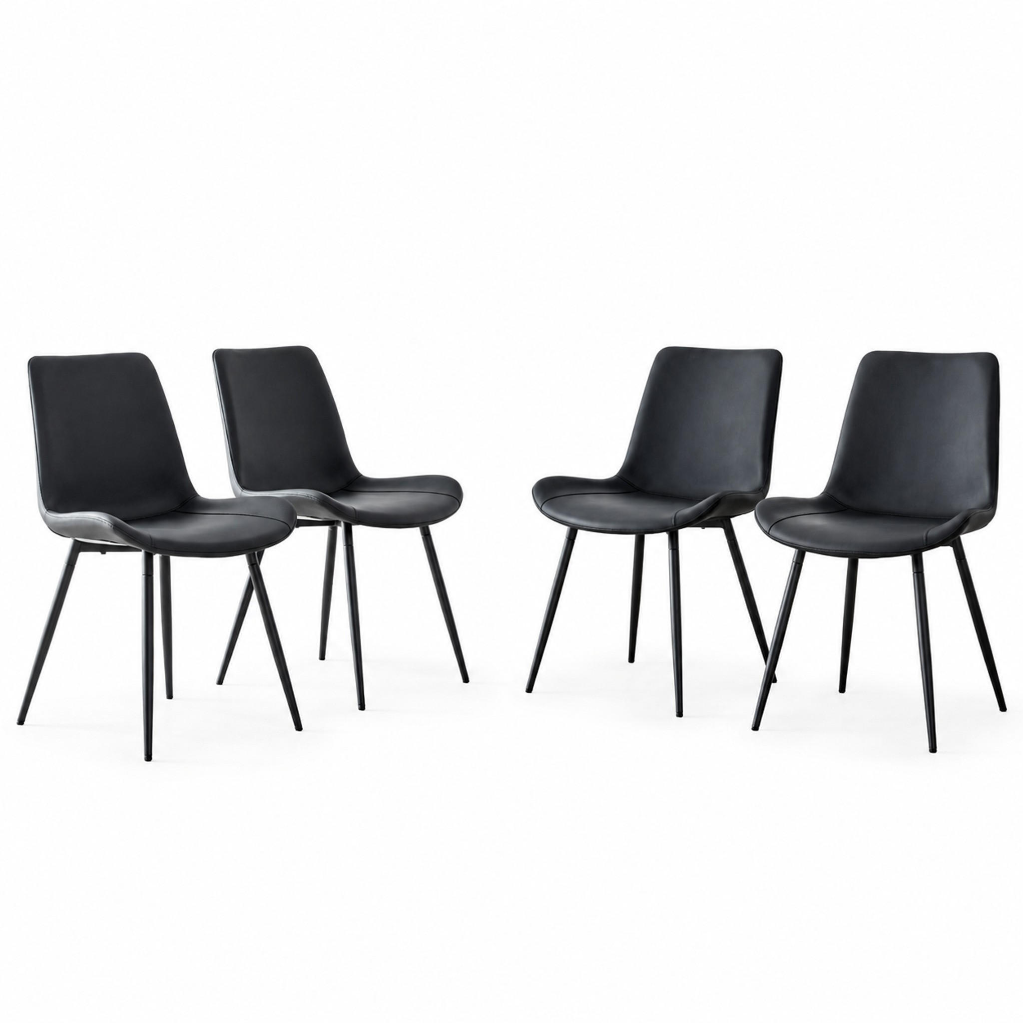 ESSZIMMERSTUHL 4er-set Schwarz mit PU-Bezug und Metallbeinen - Schwarz, Metall (47/83/50cm) - MIVRAY