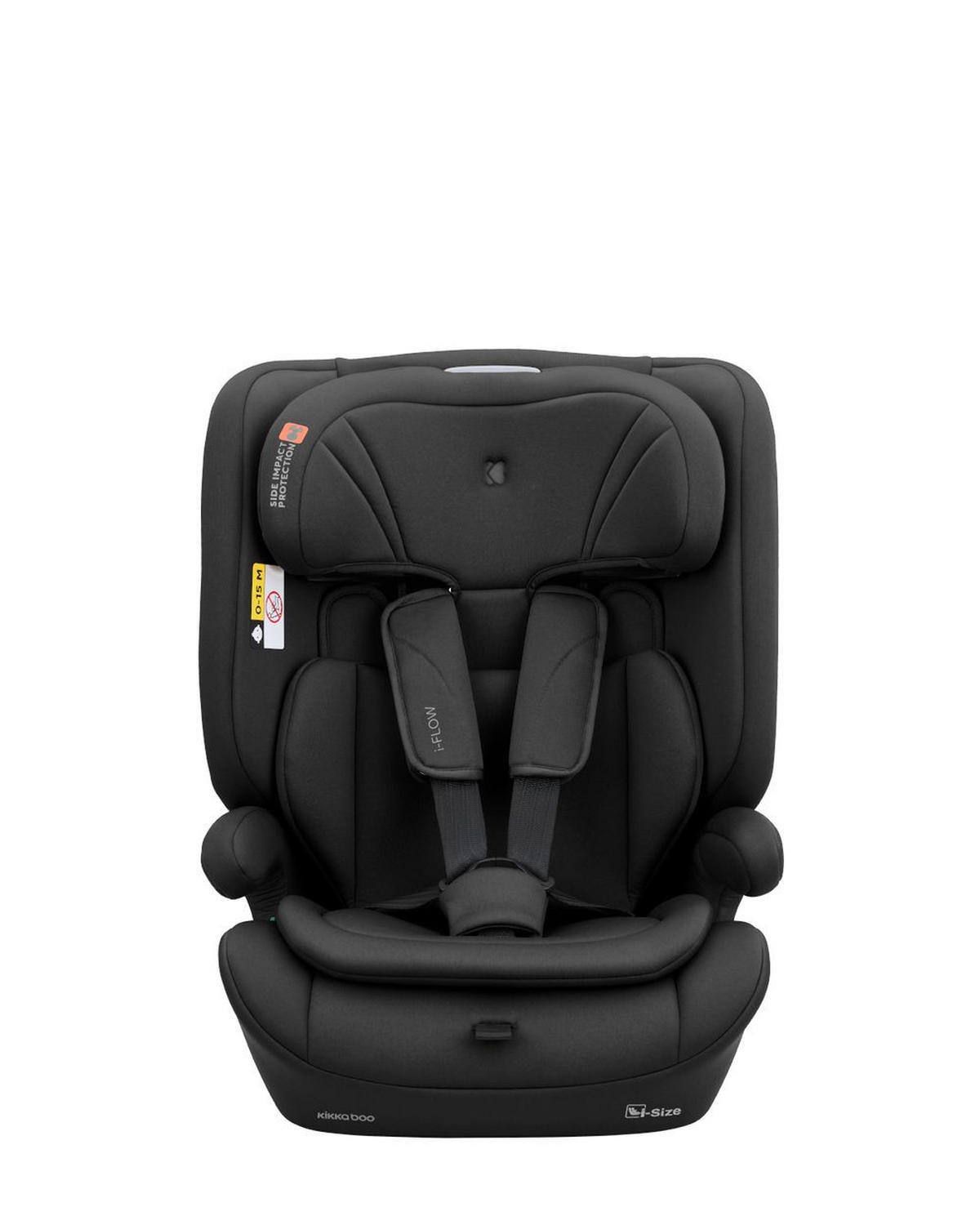 KINDERSITZ i-Flow (76-150cm) schwarz uni i-Size, verstellbare Kopfstütze, 5-Punkt-Gurt, Polyester, Seitenschutz - Schwarz, Kunststoff (29/59/49cm) - Kikka boo