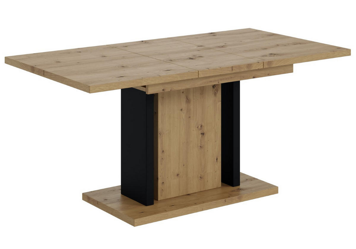 ESSTISCH ausziehbar 140 -180x90x75 cm - Artisan Eiche Optik/Schwarz - ODD - Eichefarben, Holzwerkstoff (120/90/75cm) - ALTDECOR