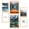 POSTER Set Mit 6 Wintersee Wandbild A3 & A4 Rahmen Aus Hellem Holz - Beige, Papier (29/3cm) - Nacnic