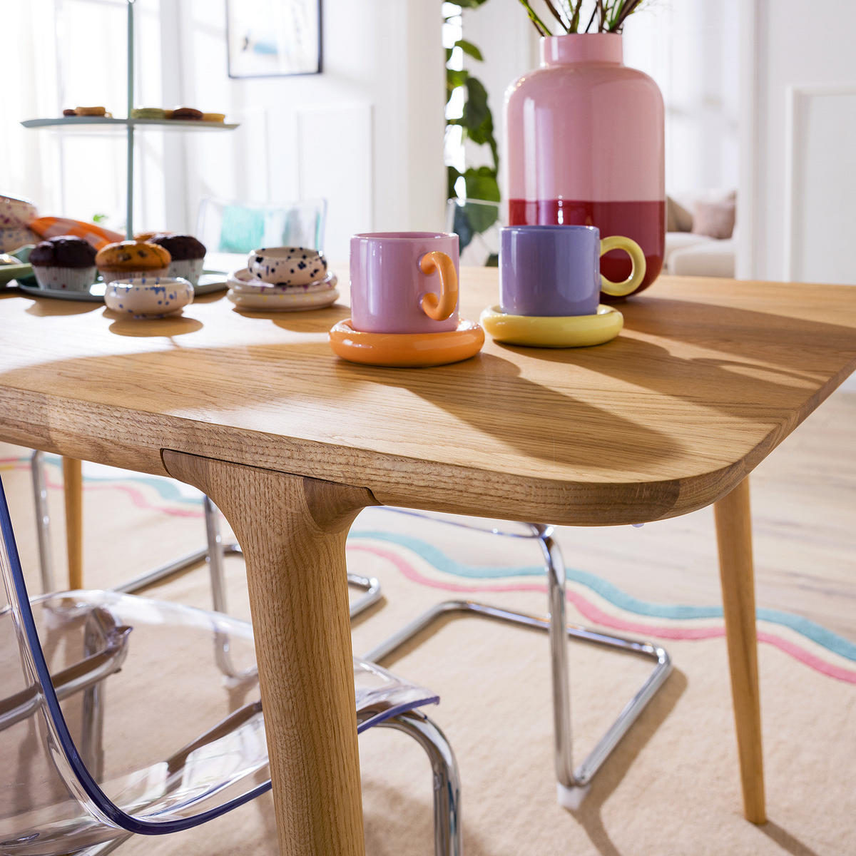 ESSTISCH - Eiche massiv - Eichefarben, Holz (90/180/75cm) - home24