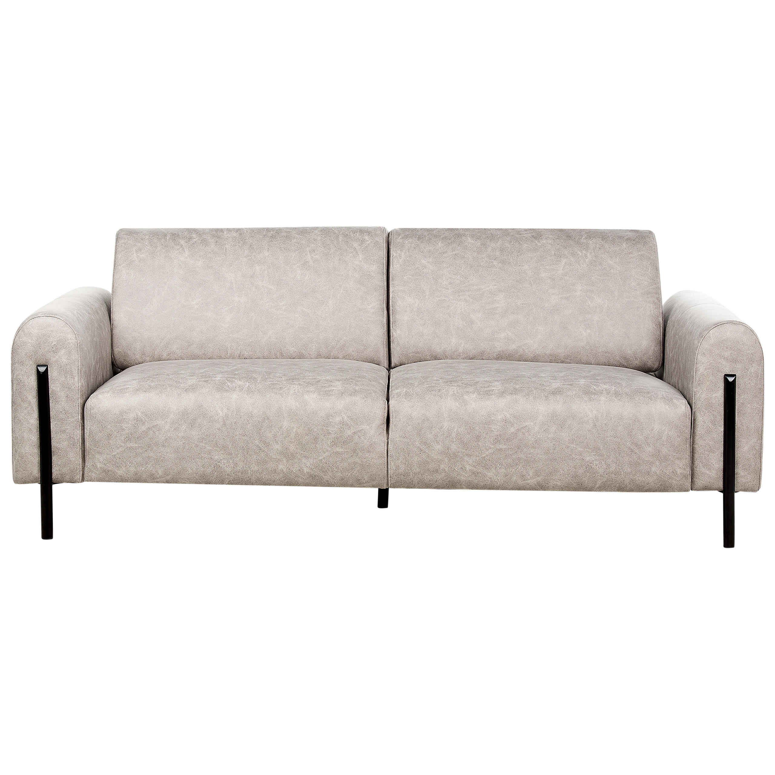 3-SITZER-SOFA Lederoptik hellgrau Askim - Schwarz/Grau, Textil (207/87/89cm) - Beliani