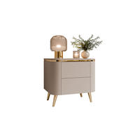 NACHTTISCH AVELINE 50/40/51 cm schräge goldfarbene Füße Kaschmir - Kaschmir/Goldfarben, Holzwerkstoff (50/51/40cm) - Lookway