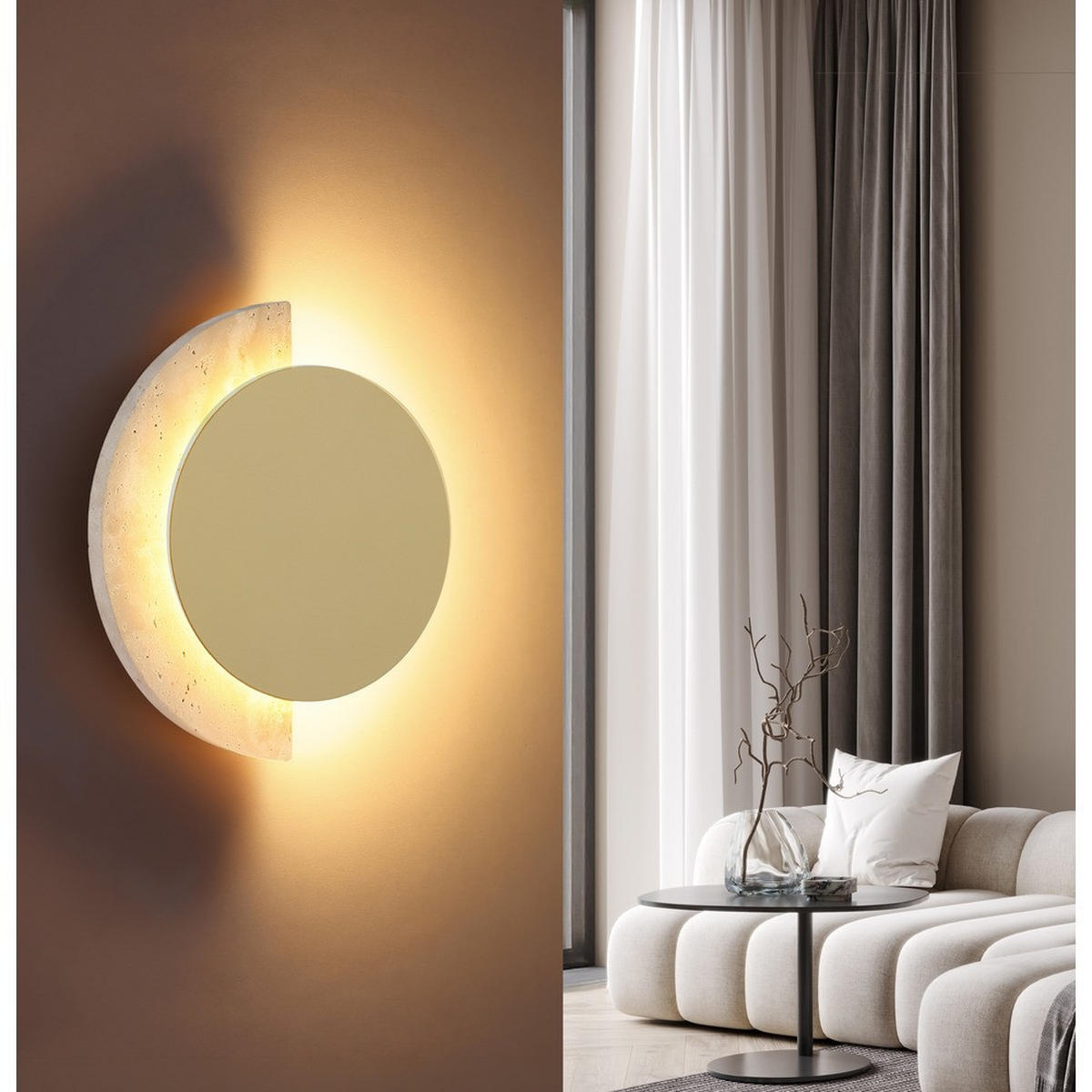 WANDLEUCHTE ROJAS Metall weiß matt, gold matt LED - Weiß, Metall (17/20/3.2cm) - Globo Lighting
