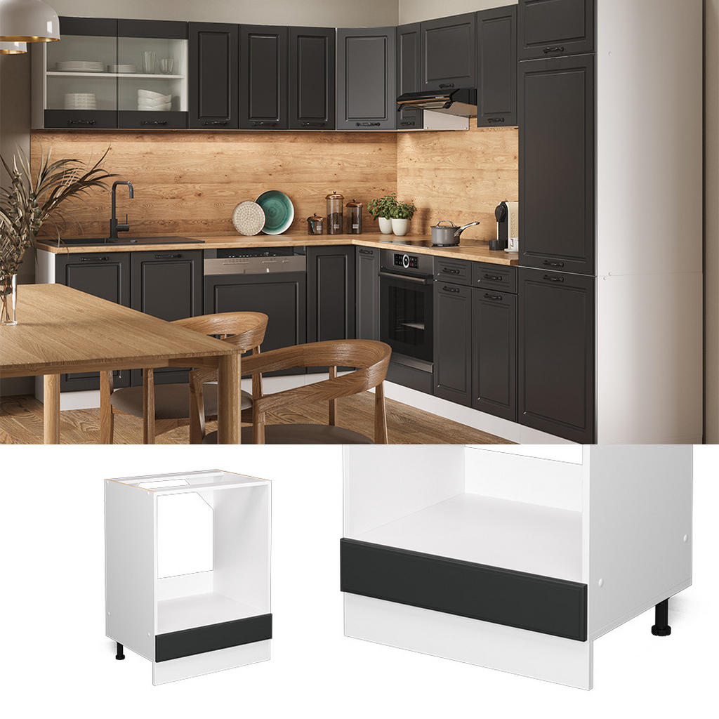 Thumbnail - Vicco Herdumbauschrank, Anthrazit, Holzwerkstoff, 1 Fächer, Quadratisch, 60x81.6x60 cm, Küchen, Küchenmöbel, Küchenschrä...