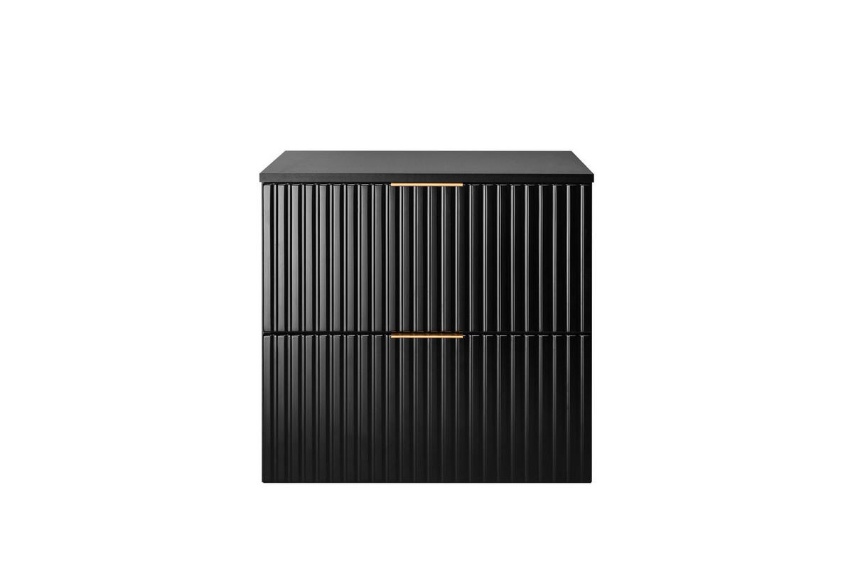 BADEZIMMERSCHRANK, Mattschwarz, 60 x 57 x 46 cm, Goldene Griffe - Goldfarben/Schwarz, Holzwerkstoff/Kunststoff (60/57/46cm) - 3XE LIVING