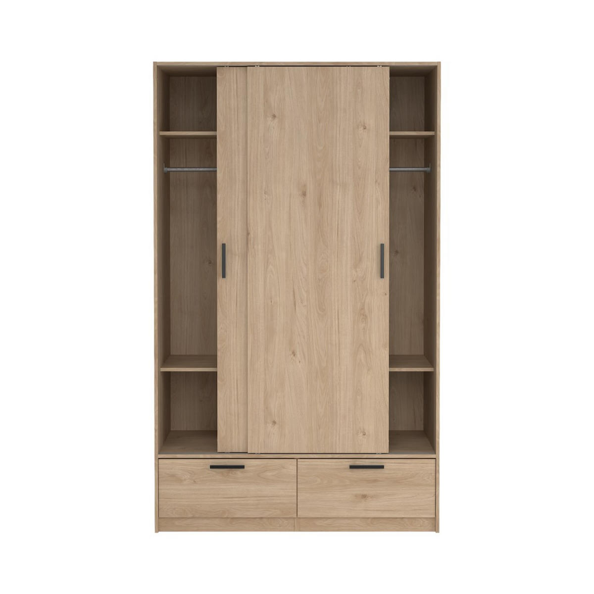 KLEIDERSCHRANK, Line, Nussbaum, Holzwerkstoff / Metall / Kunststoff, 122 x 61 x 201 cm - Nussbaumfarben, Holzwerkstoff/Metall (122/201/61cm) - ebuy24
