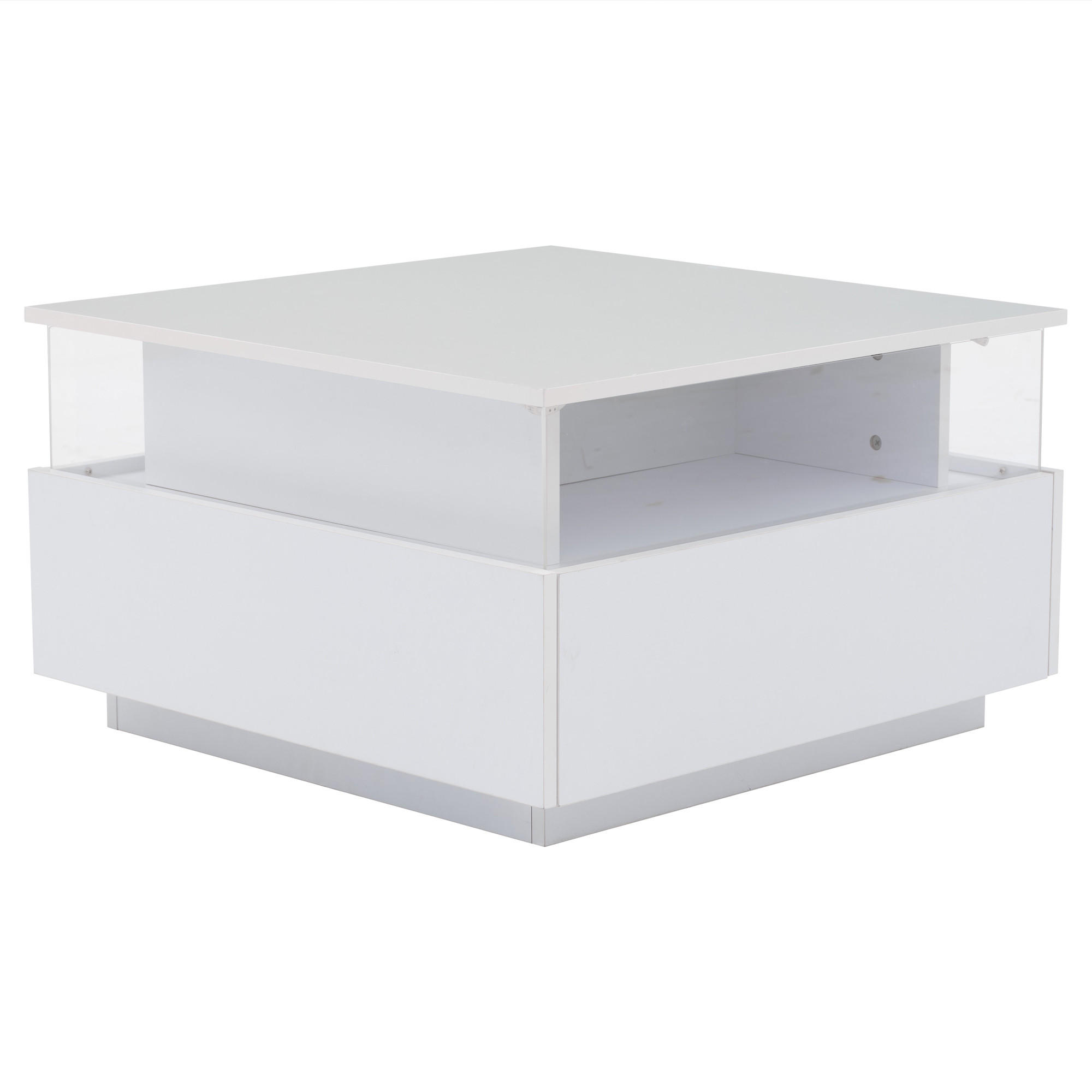 COUCHTISCH Weiß 70/70/41 cm mit LED - Weiß, Holzwerkstoff (70/70/41cm) - PANGIVO