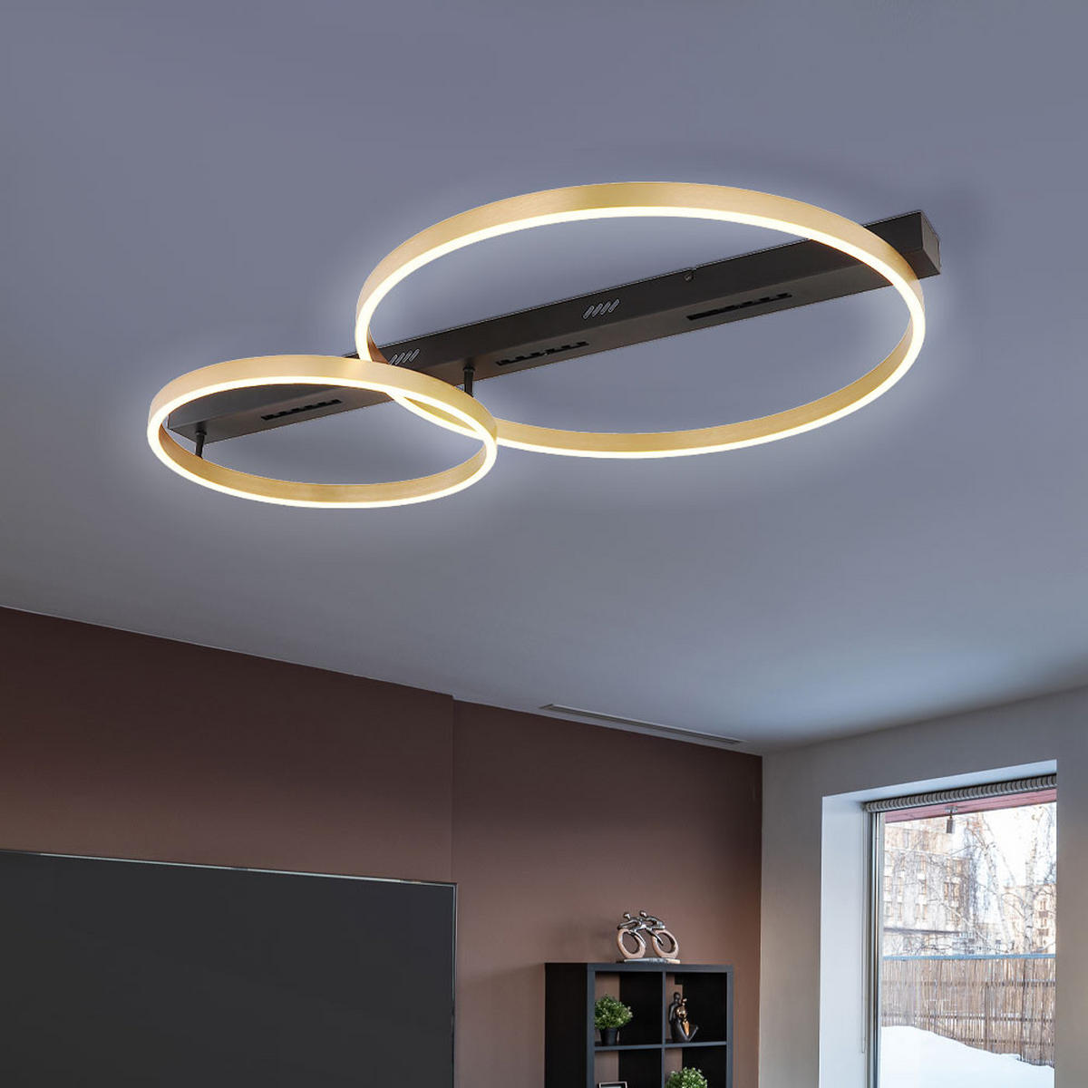 LED DECKENLEUCHTE Luffy Schwarz Gold - Schwarz, Metall (93/58.5/10.2cm) - Globo Lighting