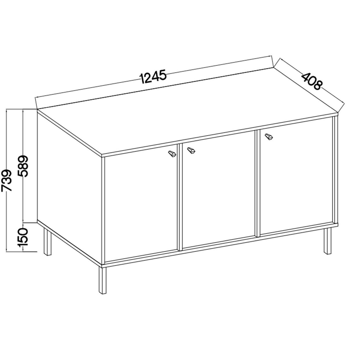 SIDEBOARD Oktio Sandbeige 125 cm - Beige/Goldfarben, Holzwerkstoff/Metall (124.5/73.9/40.8cm) - Selsey