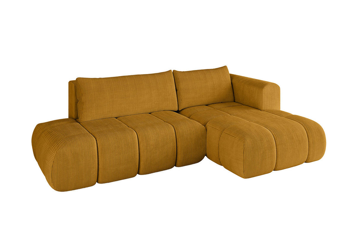 ECKSOFA Ottomane Rechts CLOUD-L 289x180x40 Senfgelb Cord - Currygelb, Holzwerkstoff/Kunststoff (289/180cm) - ALTDECOR