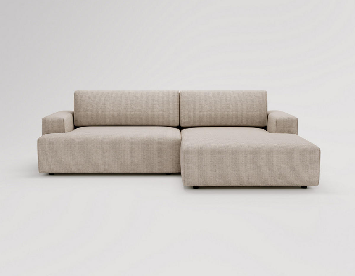 ECKSOFA L-Form 270 cm Boston mit Bettkasten, Schlaffunktion, Rechts, Beige - Beige, Holz (270/165cm) - Emporius