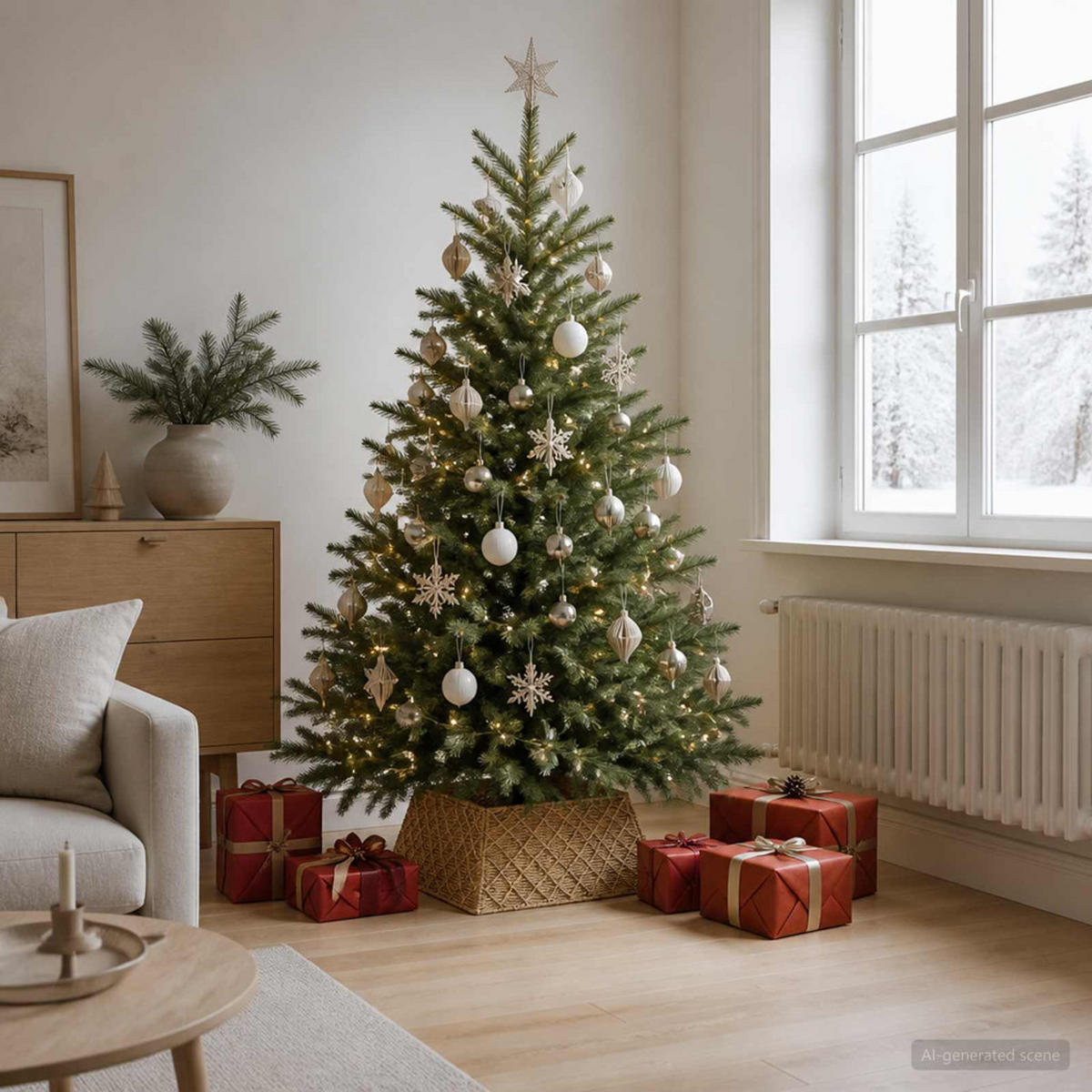 WEIHNACHTSBAUMKRAGEN 60/60/28 cm Braun Seegras - Braun, Naturmaterialien (60/28/60cm) - vidaXL