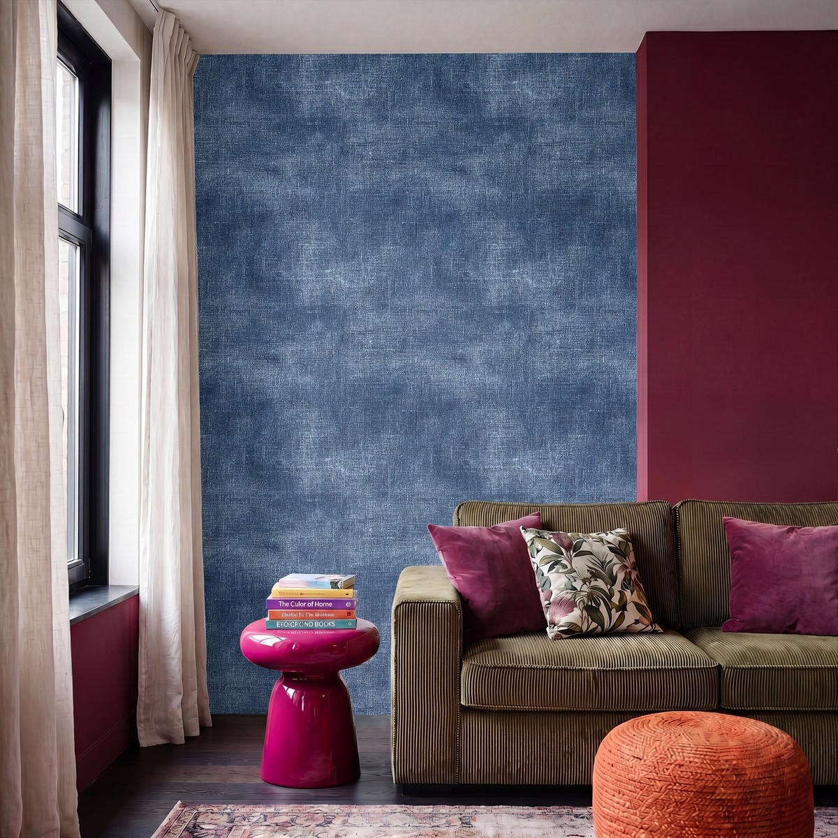TAPETE - Leinen - Textur - Muster - Denim - Rustikal - 200x300 cm - Blau, Papier (200/300cm) - OnlyWow