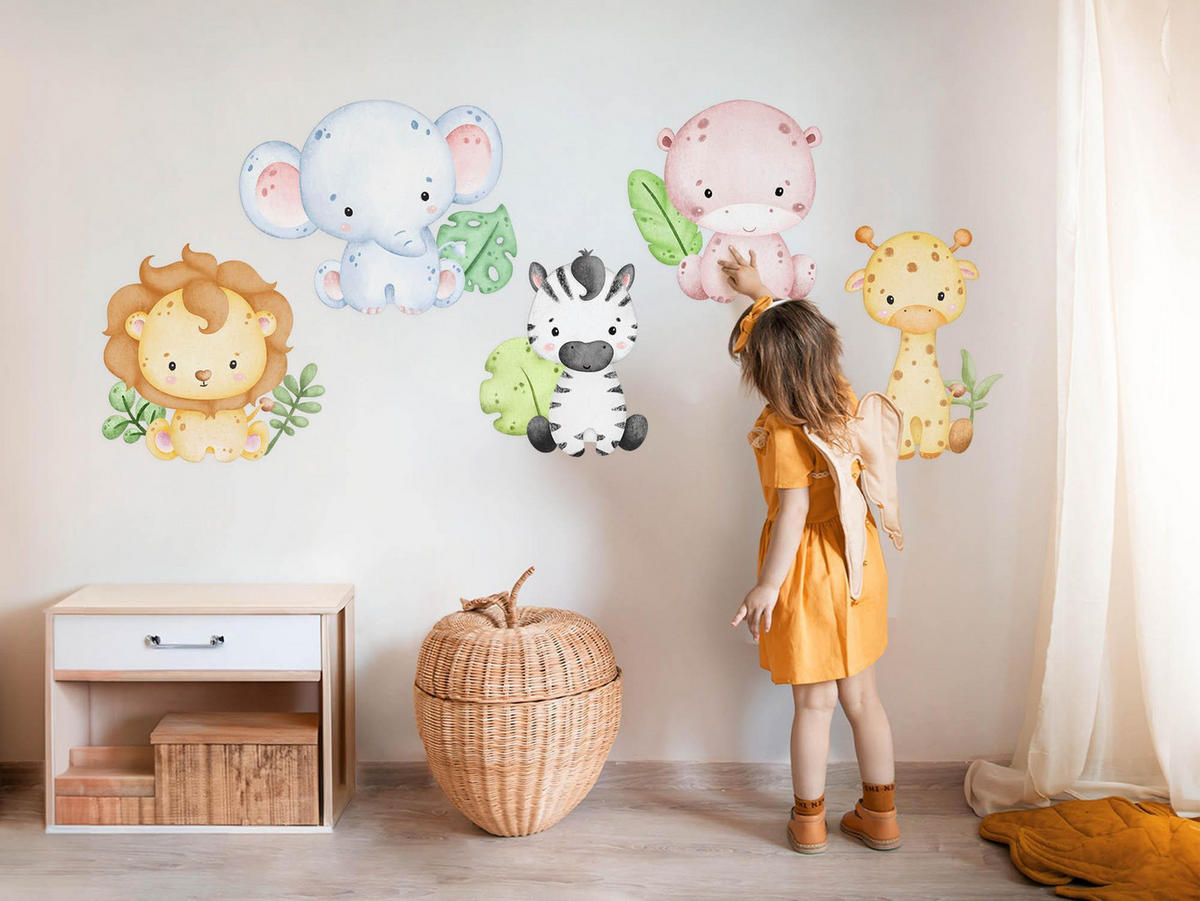 WANDAUFKLEBER 80x92cm - Safaritiere - Multicolor, Kunststoff (80/92/0.1cm) - Wallfluent