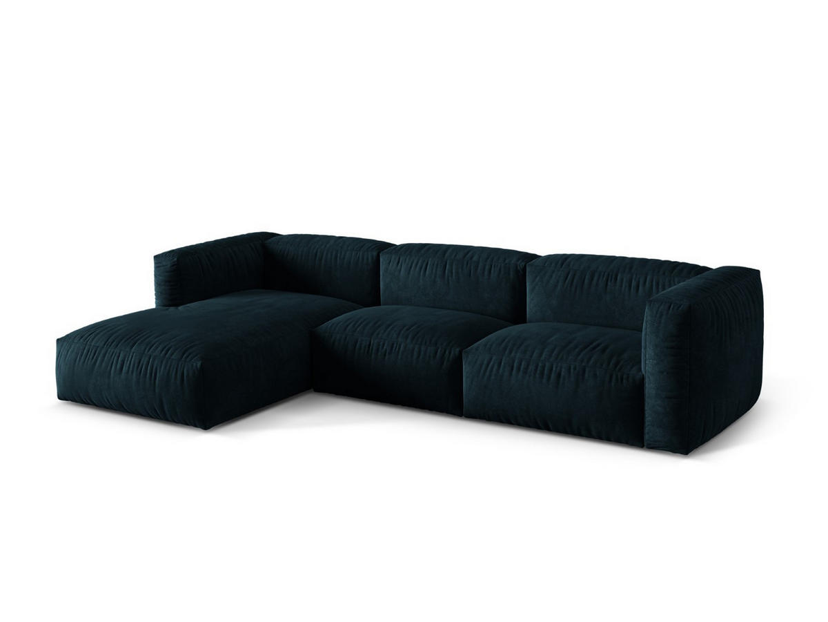 ECKSOFA modular links Martina aus Samt dunkel petrol 3 Sitzplätze - Petrol, Textil (176/332cm) - Micadoni