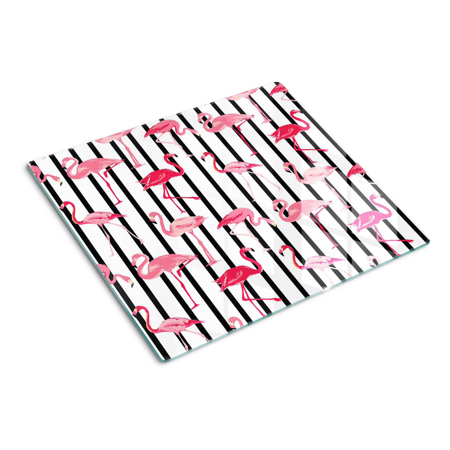 GLASPLATTE 60x52 cm Flamingo-Streifen - Braun/Hellgrün, Glas (60/0.4/52cm) - TULUP