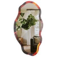SPIEGEL 90x45 cm asymmetrisch mit Druck - Feuermagie - Transparent, Glas (45/90/0.4cm) - TULUP