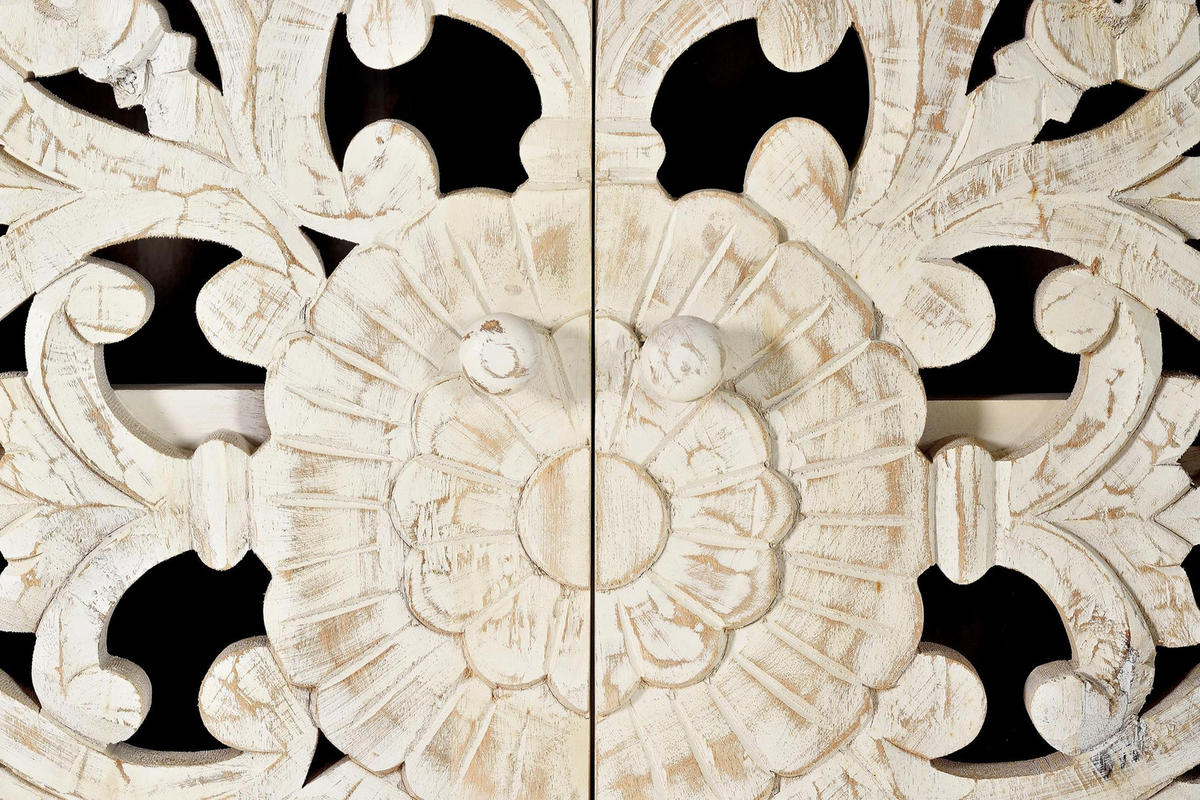 HIGHBOARD Mangoholz und Metallbeinen in gealtertem Weiß - Perlmutt, Holz (40/160/110cm) - Giner y Colomer