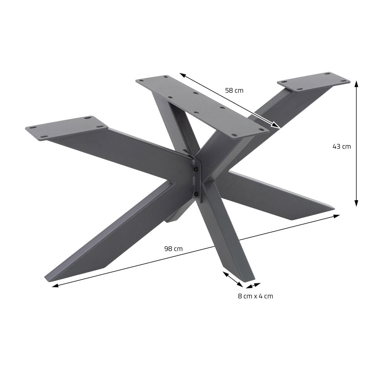 TISCHGESTELL Spider 98 x 58 x 43 cm Anthrazit - Anthrazit, Metall (58/43/98cm) - ML-DESIGN