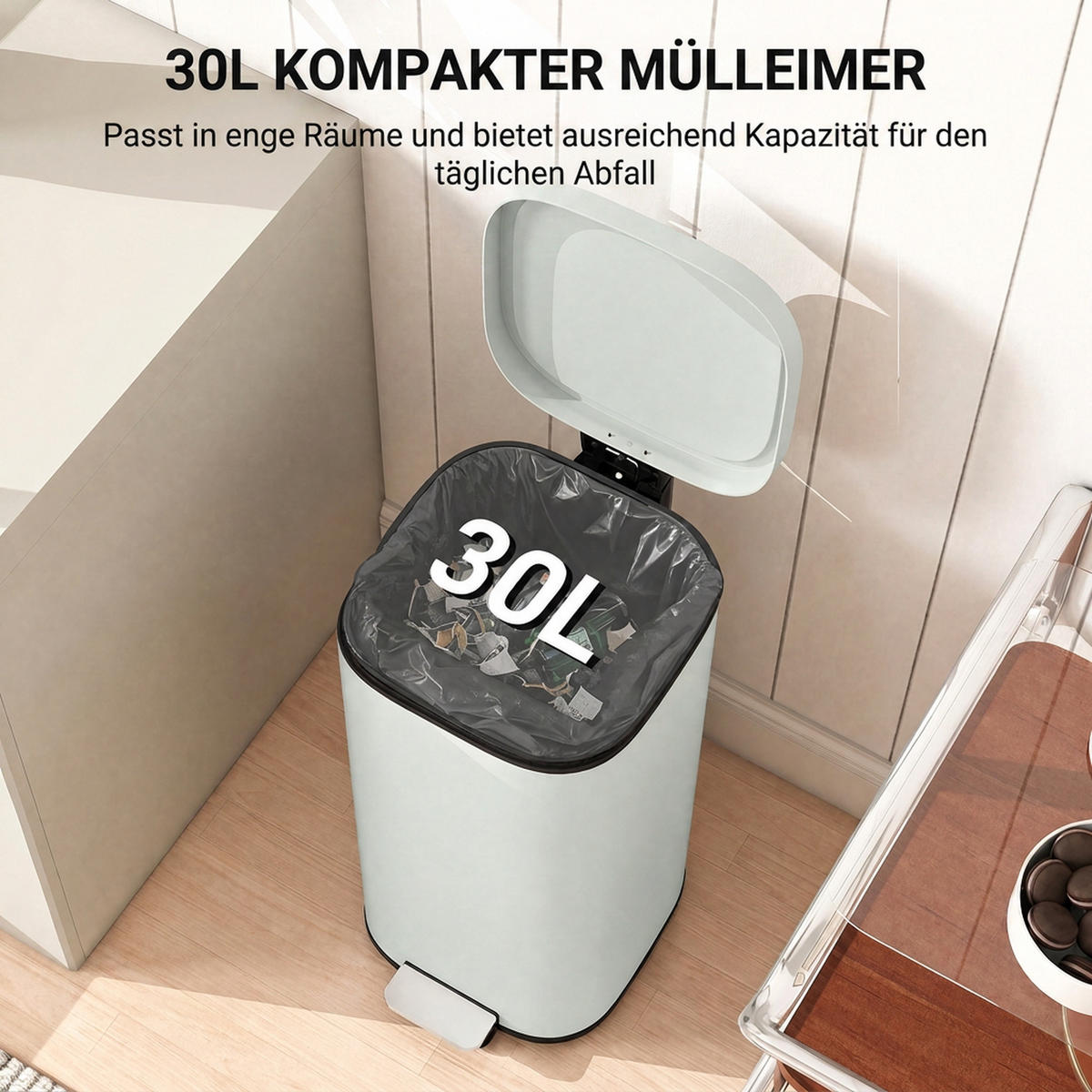 MÜLLEIMER Grün 36.0/29.0/59.5 cm - Grün, Metall (29/59.5/36cm) - HOMCOM