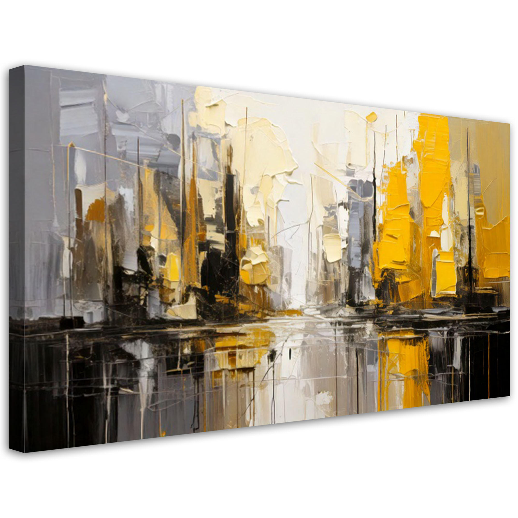 LEINWANDBILD Architektur Stadt Abstraktion 120x60cm - Gelb, Textil (120/60cm) - Feeby