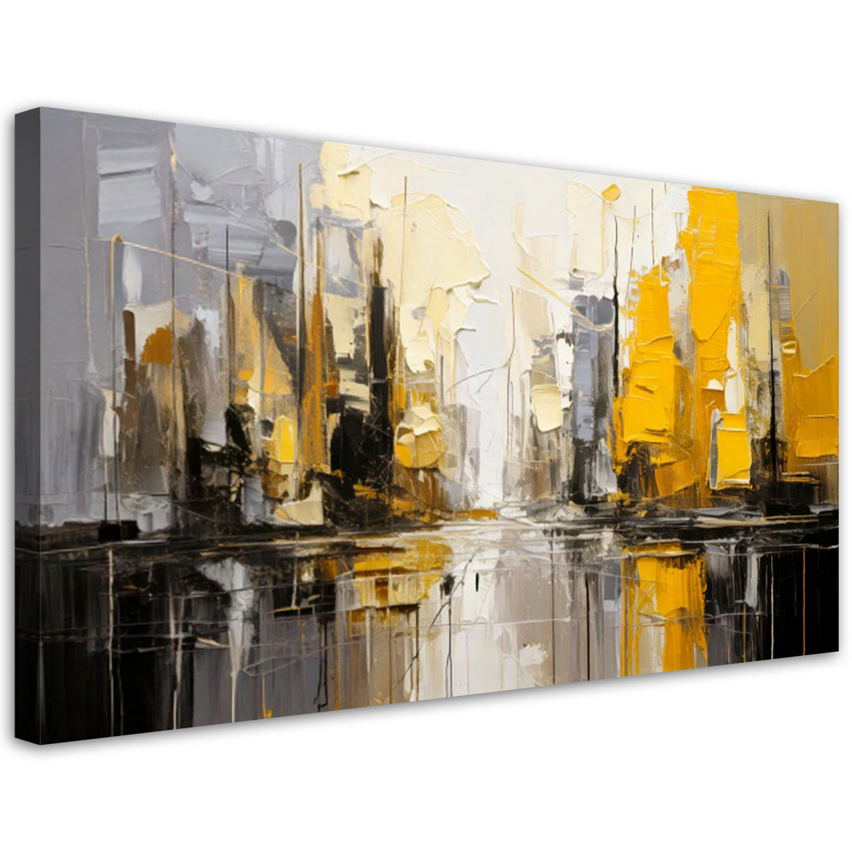 LEINWANDBILD Architektur Stadt Abstraktion 120x60cm - Gelb, Textil (120/60cm) - Feeby