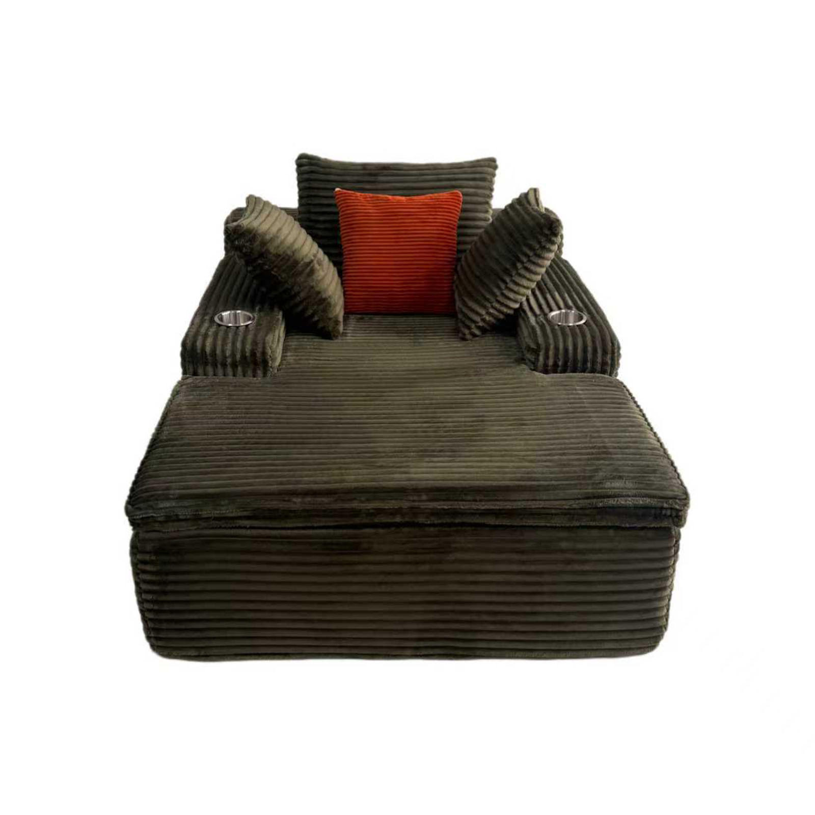 KLAPPSOFA mit 2-in-1-Funktionskissen, Cordstoff - Grün - Grün, Textil (113/63/164cm) - KOMHTOM