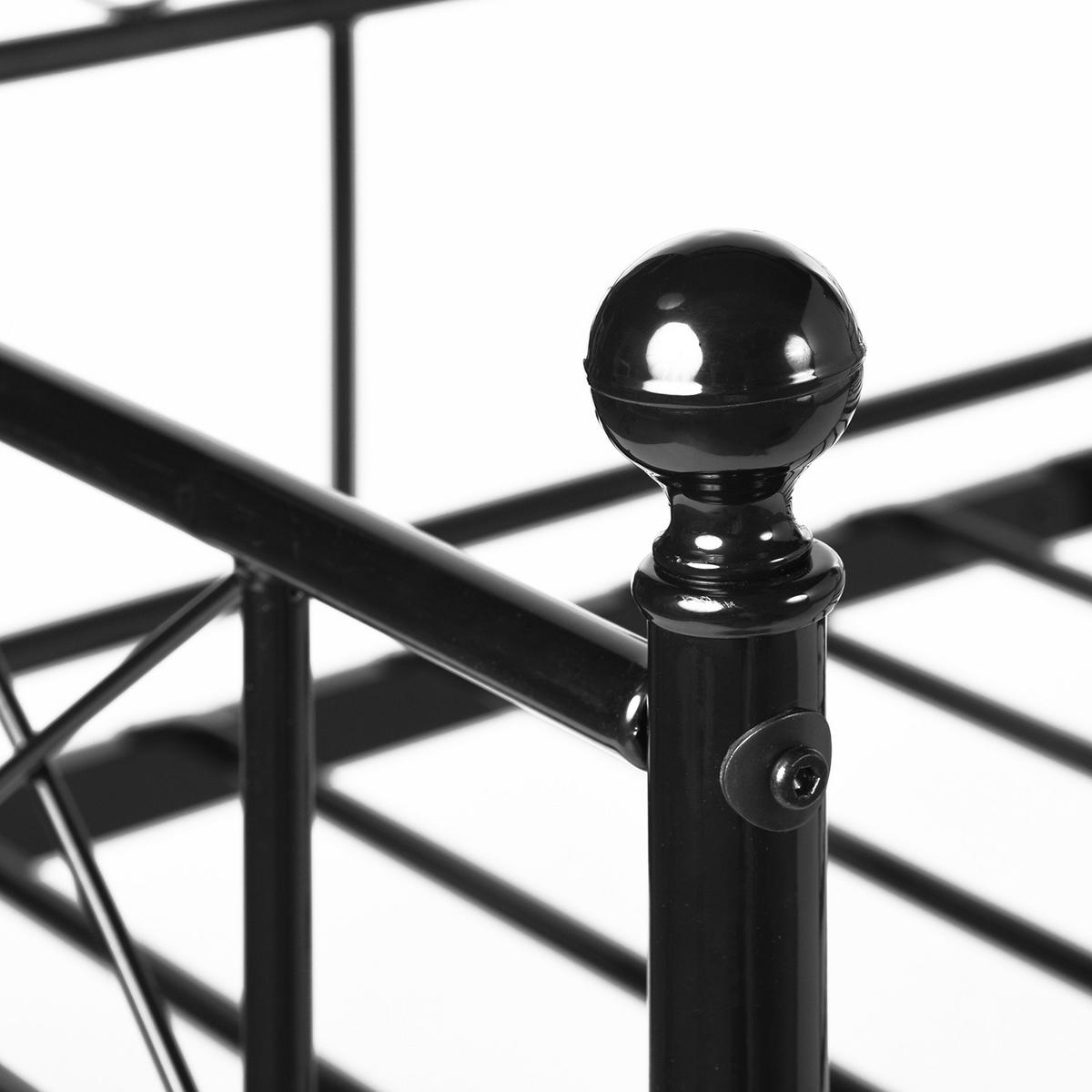 PAT PENTRU COPII, lemn de pin, design de casă, 140x190cm cu somieră cu șipci - negru, metal (198/94/95.5cm) - Urban Meuble