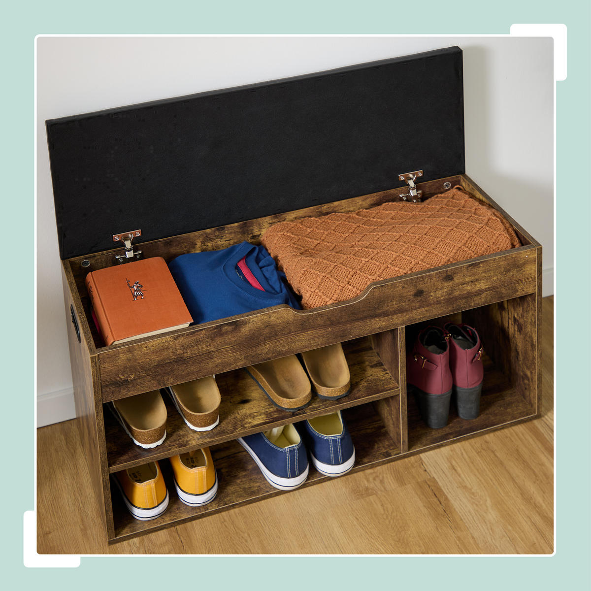 SCHUHBANK - Dunkelbraun, Holzwerkstoff/Kunststoff (80/46/30cm) - Relaxdays