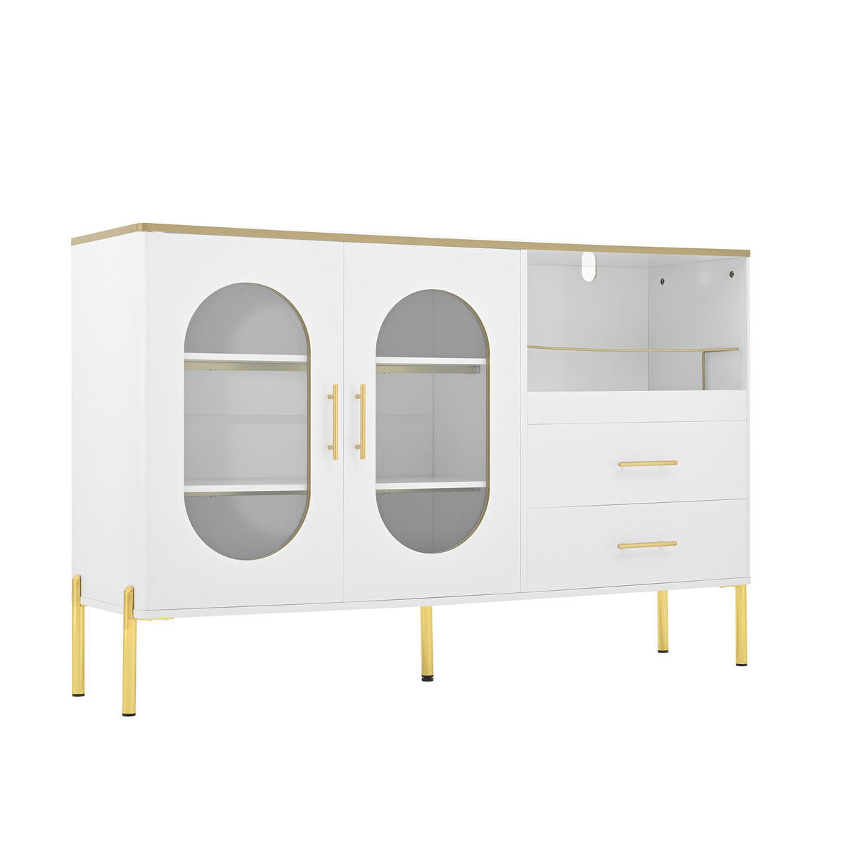 SIDEBOARD 140/38/90 cm Weiß aus MDF mit 2 Schubladen - Weiß, Holzwerkstoff (140/90/38cm) - OKWISH