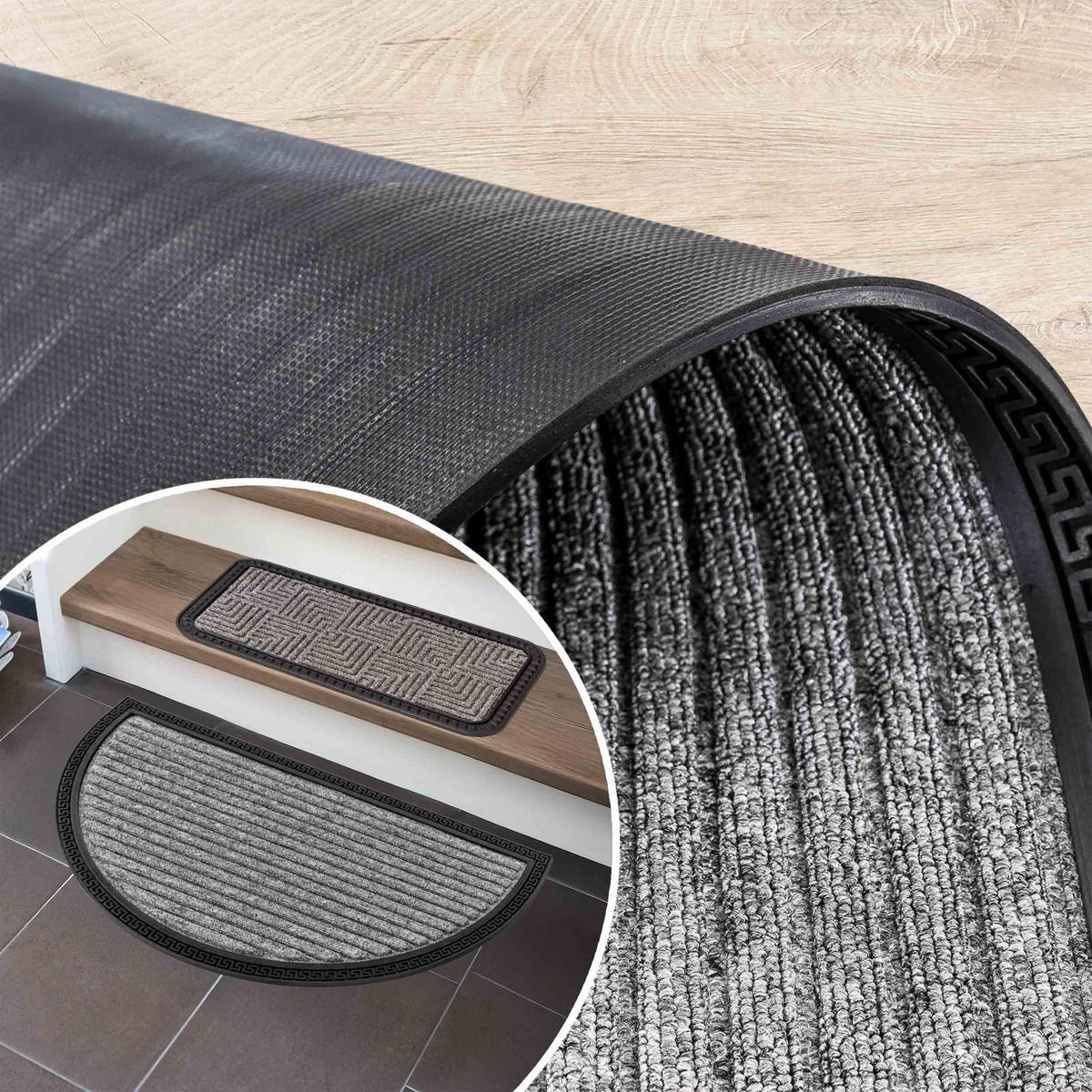FUSSMATTE AUßEN BORDER STAR HR 2ER SET - Silberfarben, Textil (40/70cm) - Astra