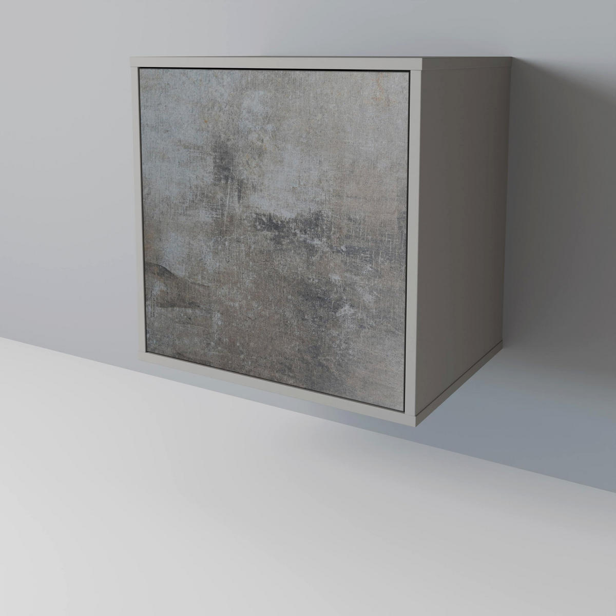 SIDEBOARD CONCRETE WALL, Grau, 57,5x42x67,5 cm, Schwarze Metall-Rahmenfüße - Multicolor/Schwarz, Holzwerkstoff/Metall (57.5/67.5/42cm) - SpaceRebels