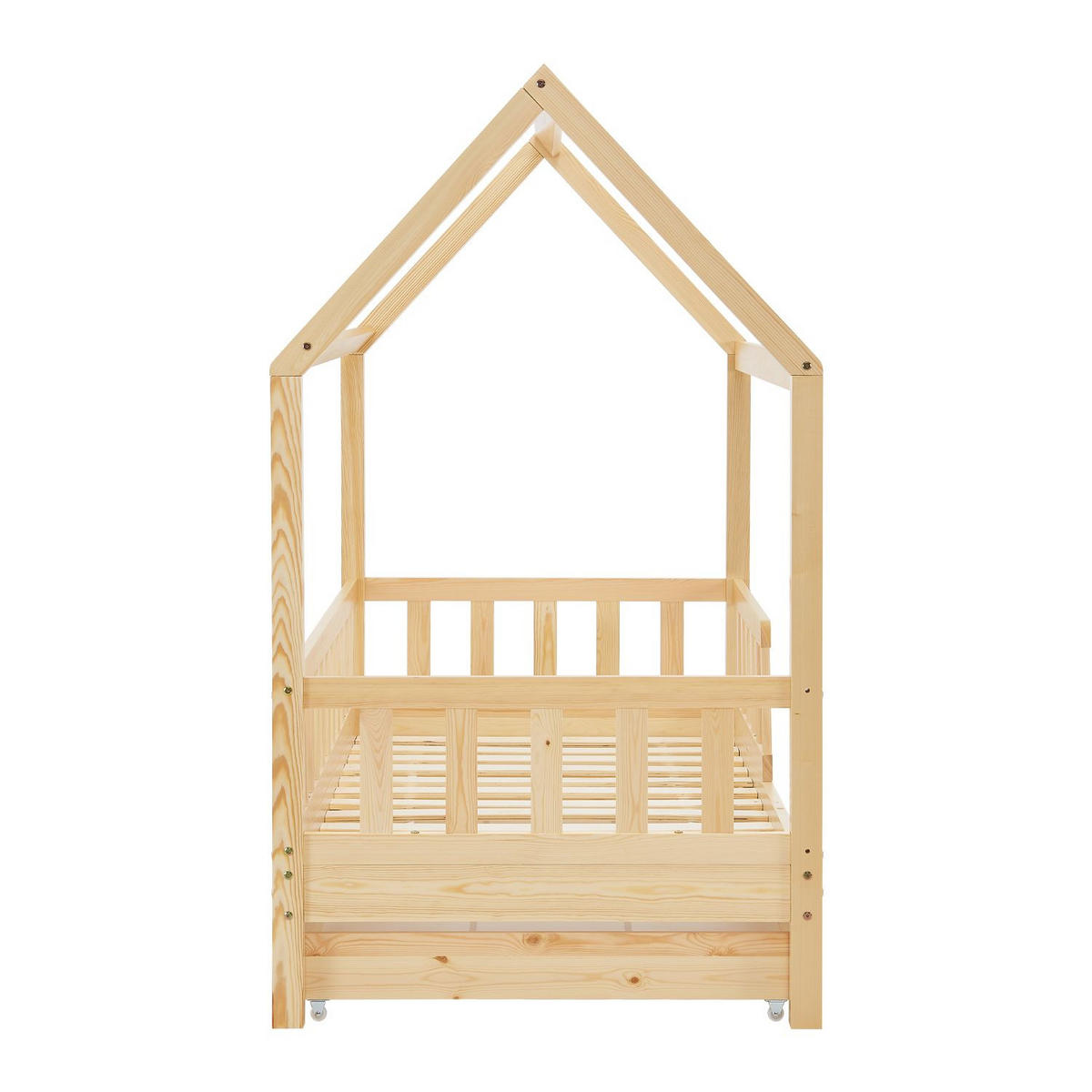 KINDERBETT Marli natur 90x200 cm mit Bettkasten - Naturfarben, Holz (90/200cm) - Juskys
