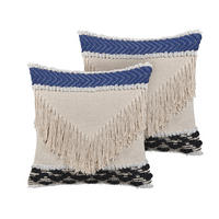 DEKOKISSEN 2er-Set Creme 45/45 cm Sofca - Creme, Naturmaterialien/Textil (45/45cm) - Beliani