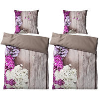 BETTWÄSCHE 4-teilig Flieder - Pink, Naturmaterialien (135/200cm) - Sanilo