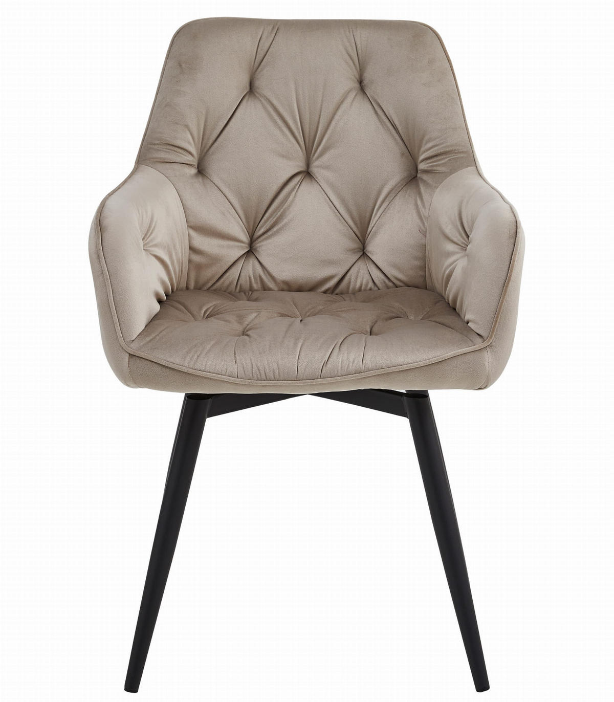 ESSZIMMERSTUHL LUKK360 dunkelbeiger Sitz, schwarze Beine - Beige/Schwarz, Textil (56/84/61cm) - Valora