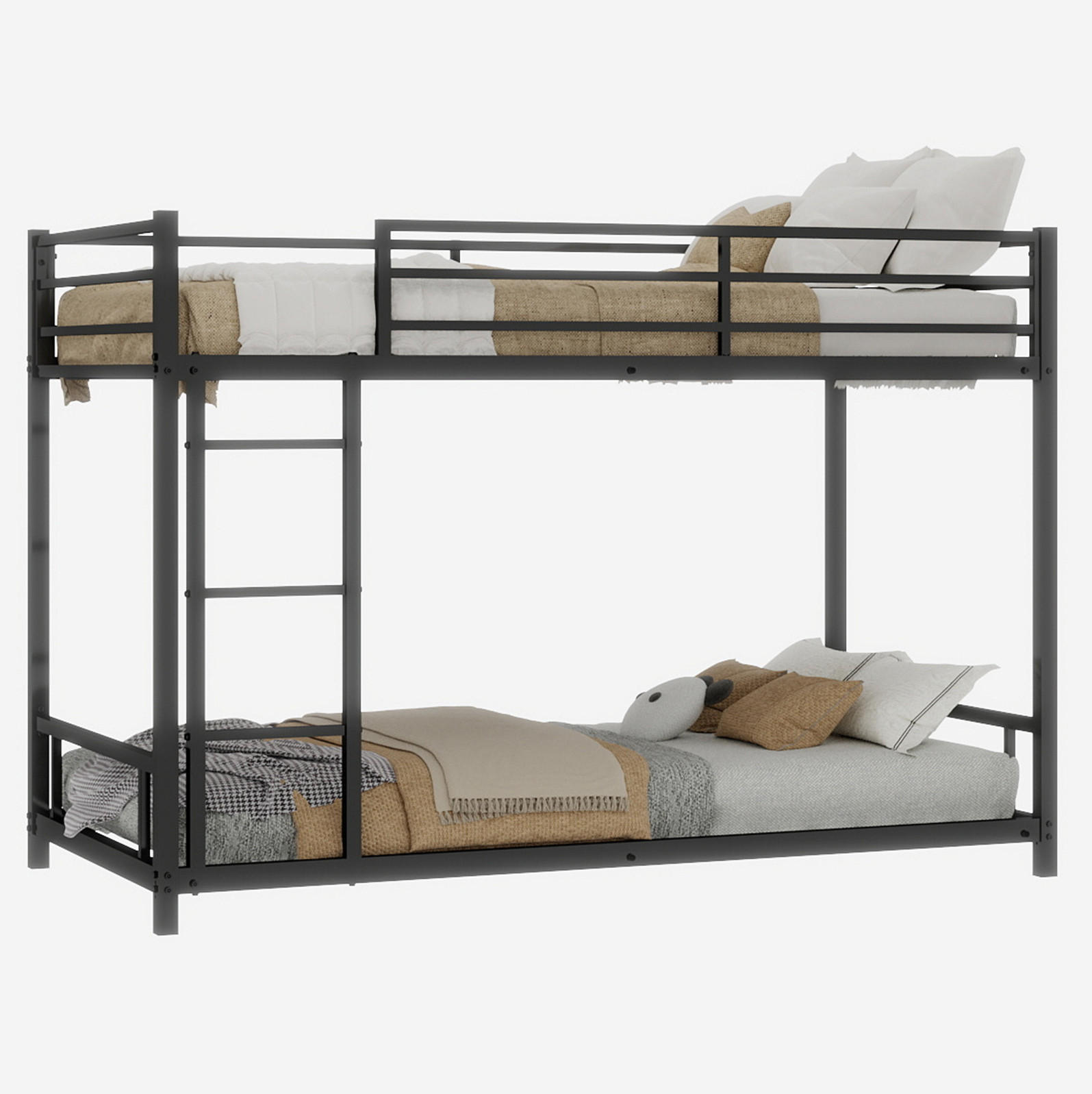 ETAGENBETT 197/98/136 cm aus Metall mit integrierter Leiter Schwarz - Schwarz, Metall (90/190cm) - Modenvie