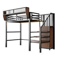 HOCHBETT 90x200cm Metall Stauraum LED Sicherheitsleiter Schwarz - Schwarz, Metall (90/200cm) - FLIEKS